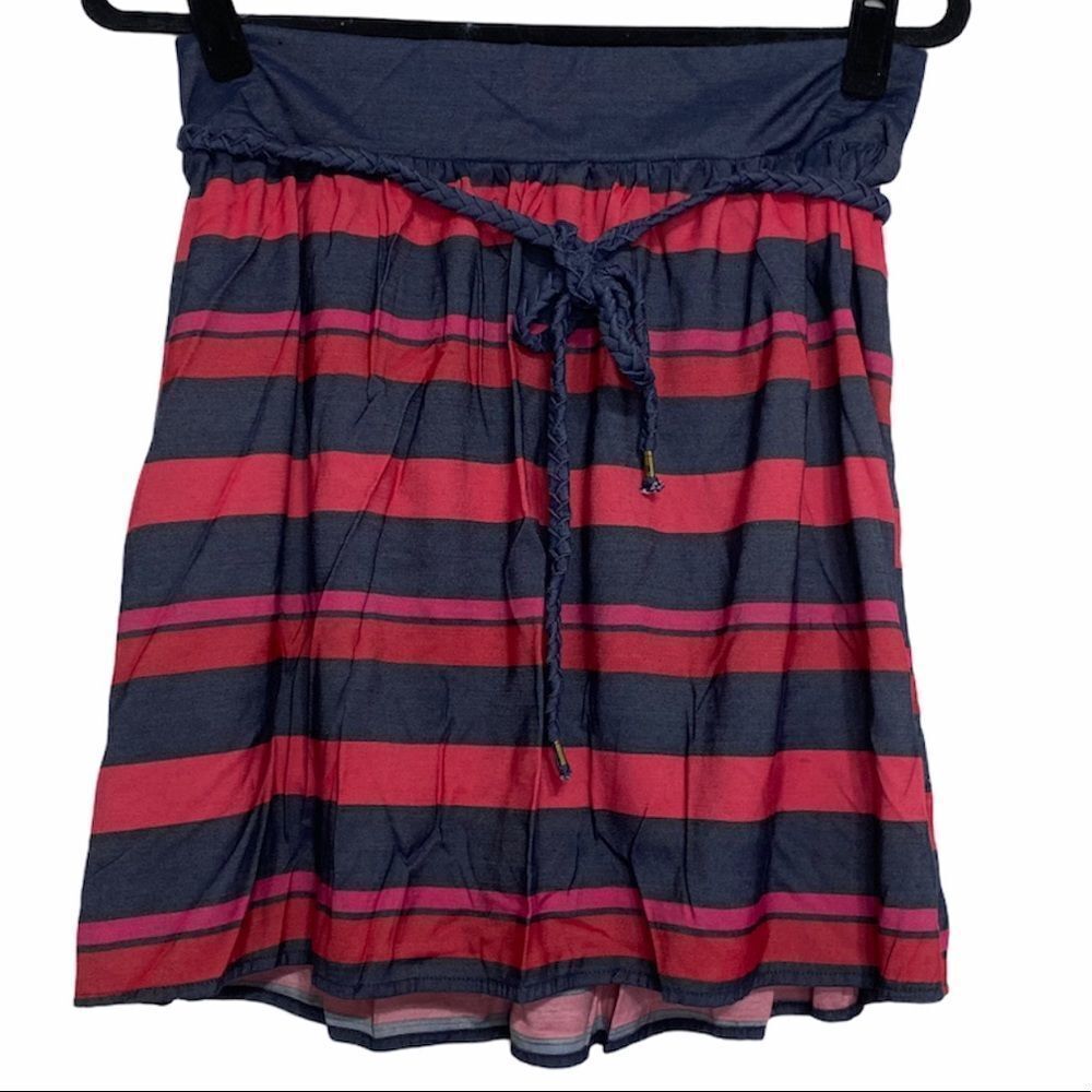 Tommy Hilfiger Red‎ Blue Pink Mini Skirt Rope Tie Womens M